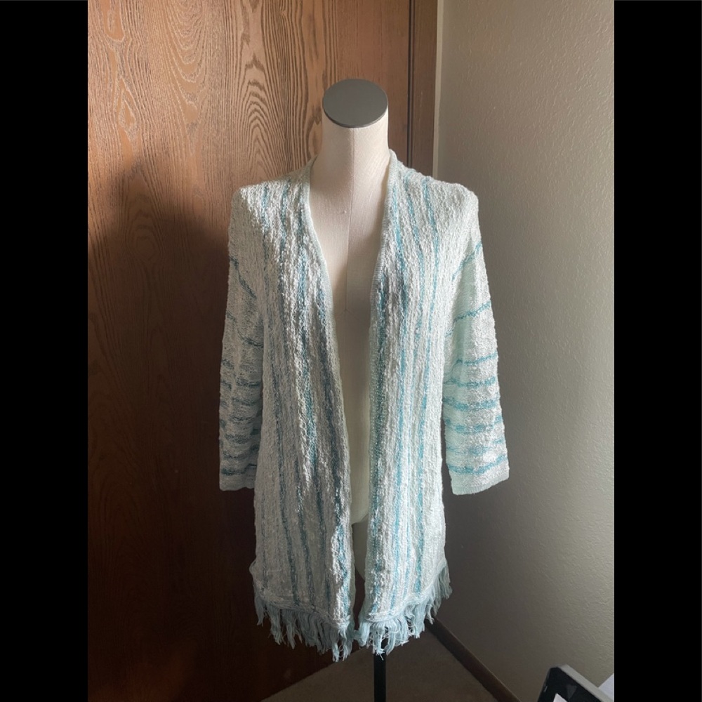NWT Christopher & Banks Fringe duster sweater 14W X
